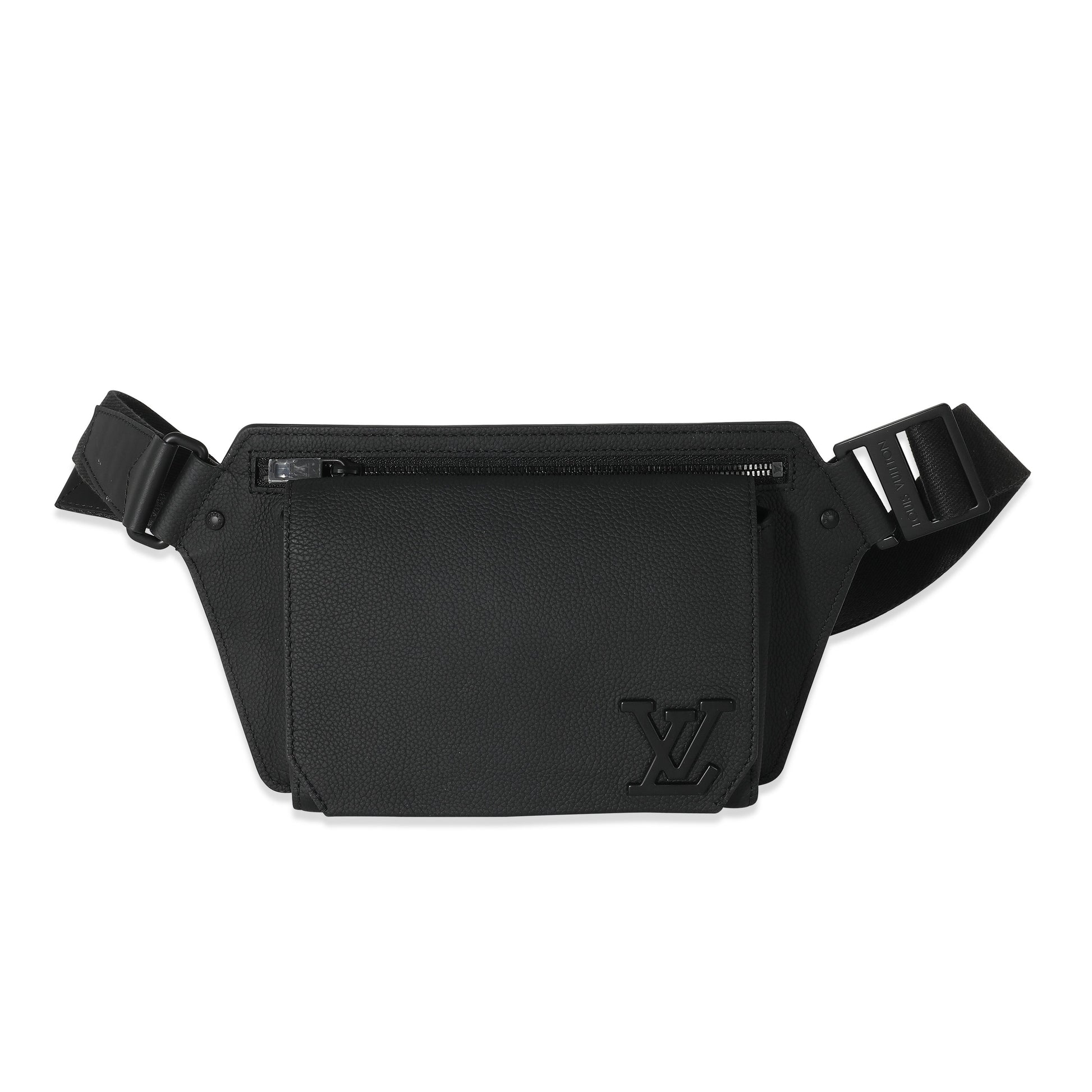 Louis Vuitton Grained Aerogram Takeoff Sling Calfskin Black Crossbody Bag