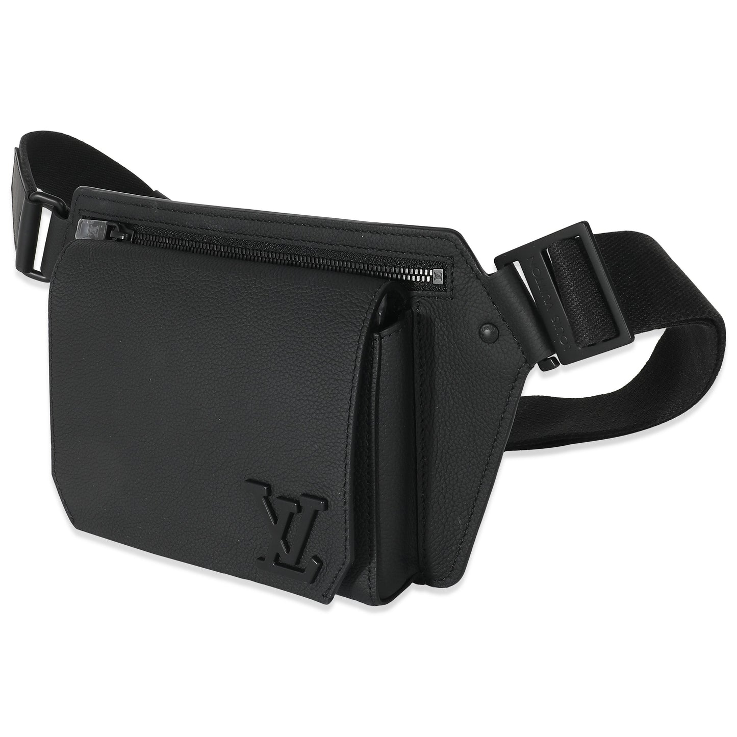 Louis Vuitton Grained Aerogram Takeoff Sling Calfskin Black Crossbody Bag