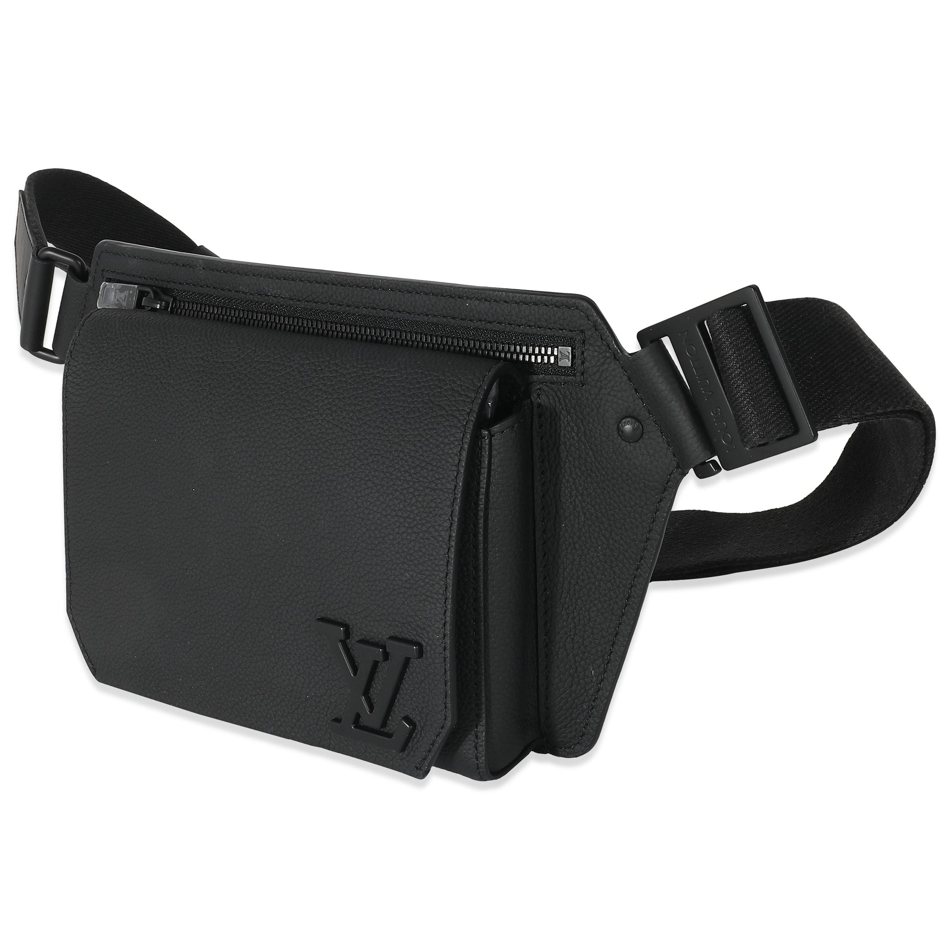 Louis Vuitton Grained Aerogram Takeoff Sling Calfskin Black Crossbody Bag