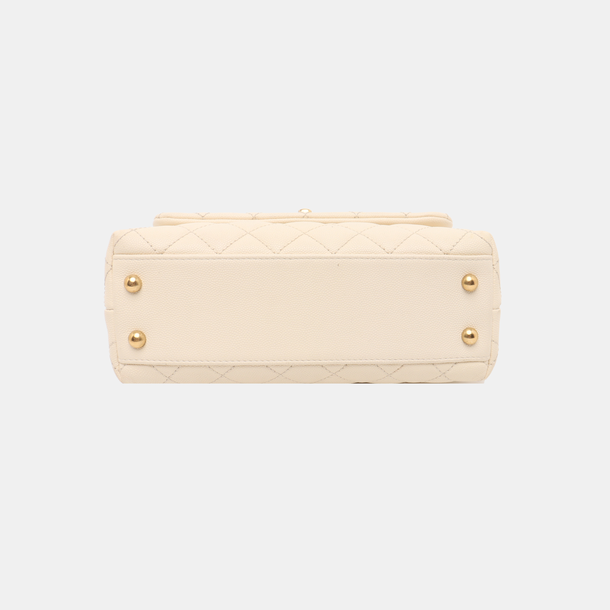 Chanel Coco Handle Caviar Hardware Gold Beige Small Leather Handbag