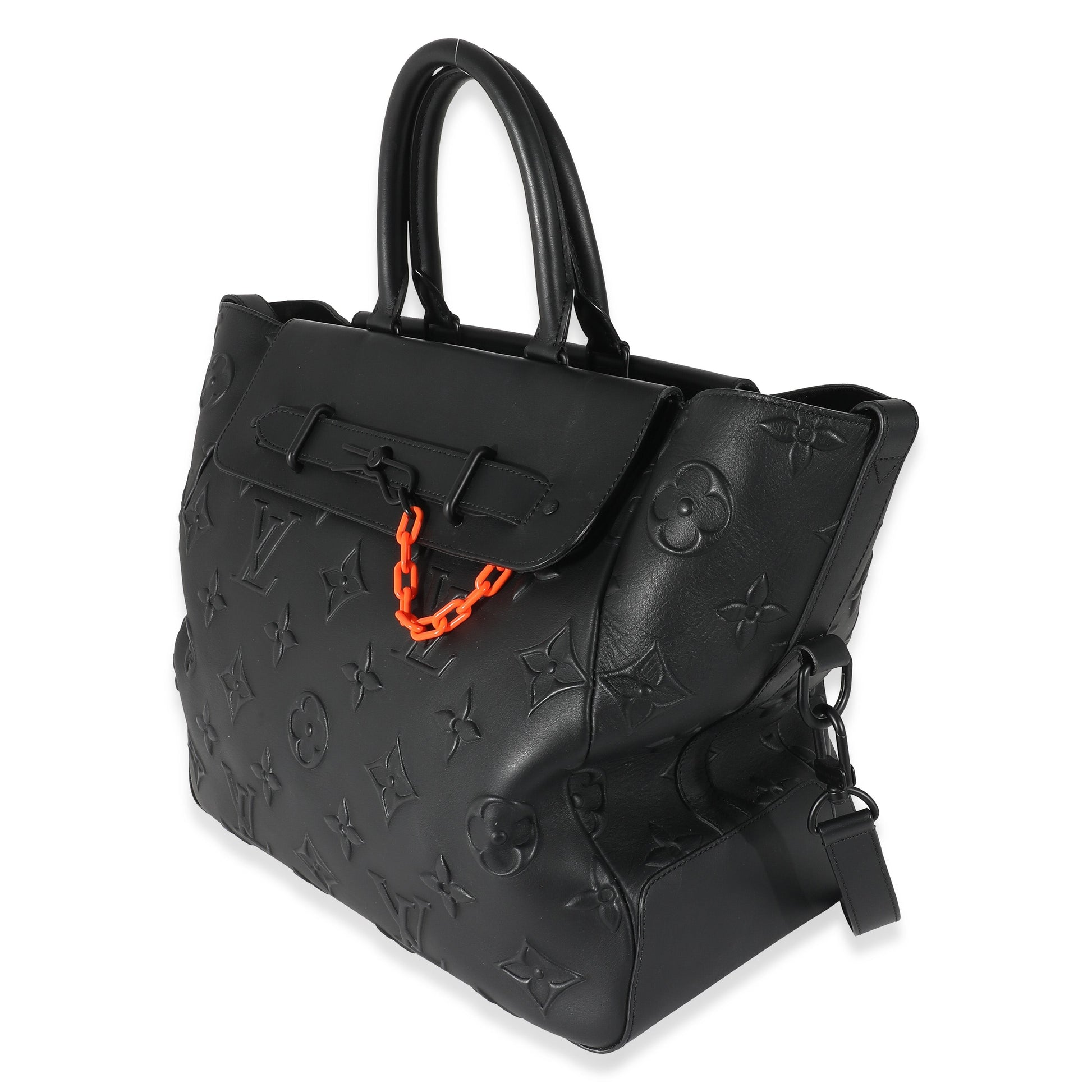 Louis Vuitton Cowhide Catwalk Steamer Monogram Black Tote Bag