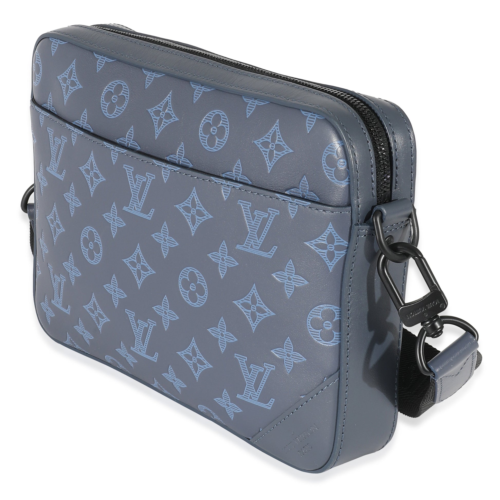 Louis Vuitton Shadow Duo Messenger Monogram Calfskin Navy Crossbody Bag