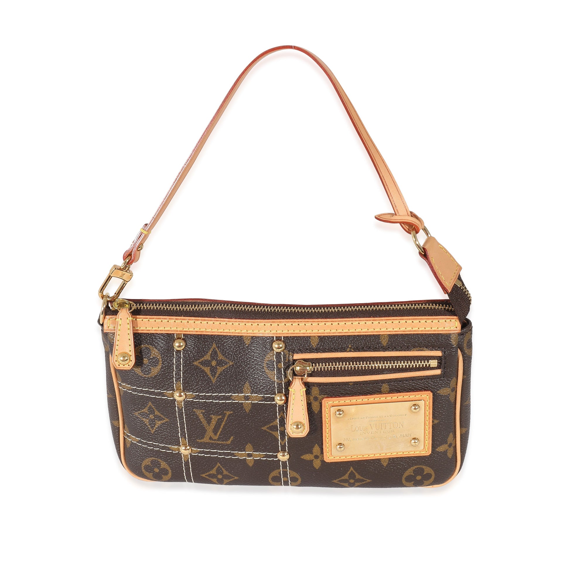 Louis Vuitton Riveting Pochette Monogram Canvas Clutch Bag