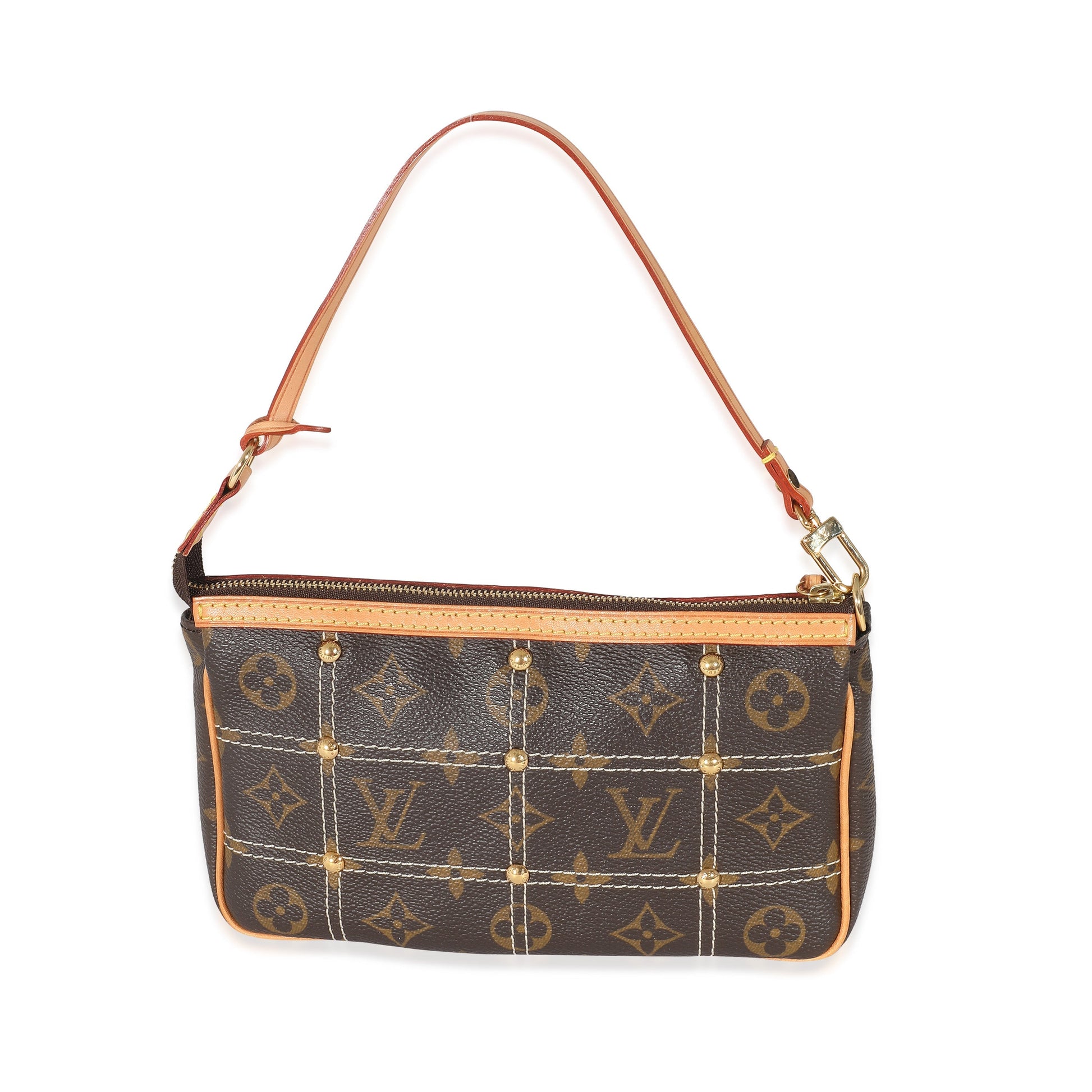 Louis Vuitton Riveting Pochette Monogram Canvas Clutch Bag
