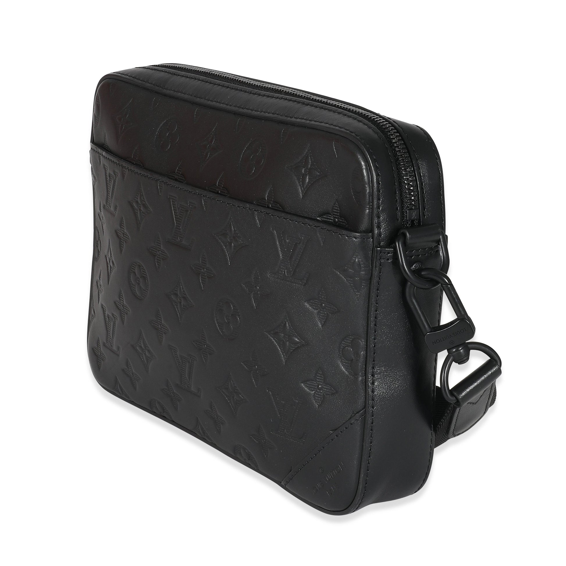 Louis Vuitton Shadow Duo Messenger Monogram Leather Black Crossbody Bag