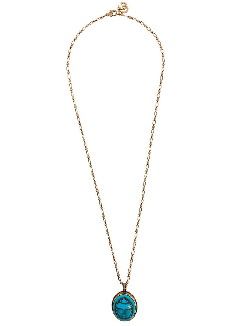 Gucci - beetle pendant necklace - women - Resin/metal - One Size - Blue