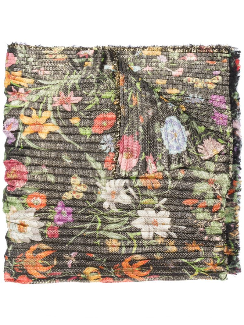 Gucci - floral print scarf - women - Wool/Polyester - One Size - GOLD