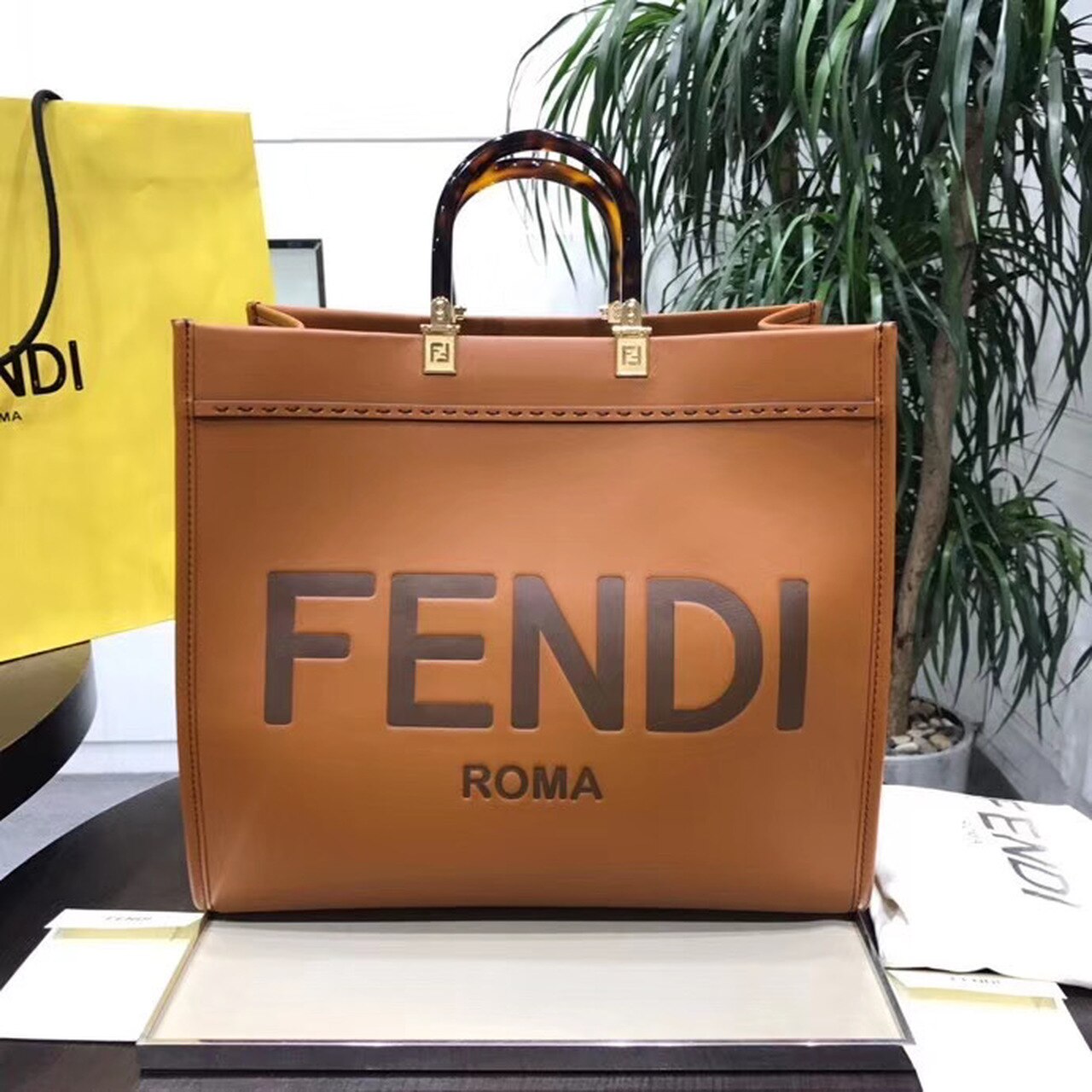 Fendi Sunshine Ff 8Bh372Atop Qualitylf0Pwz Brown Large Crossbody Bag