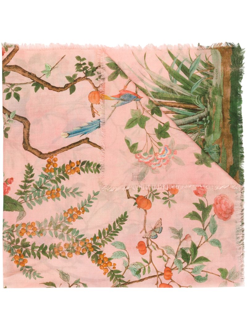 Gucci - printed scarf - women - Cotton - One Size - PINK