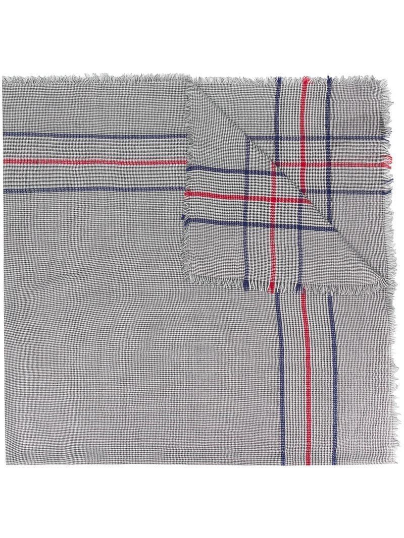 Gucci - knitted check scarf - men - Cotton/Silk/Wool - One Size - Grey