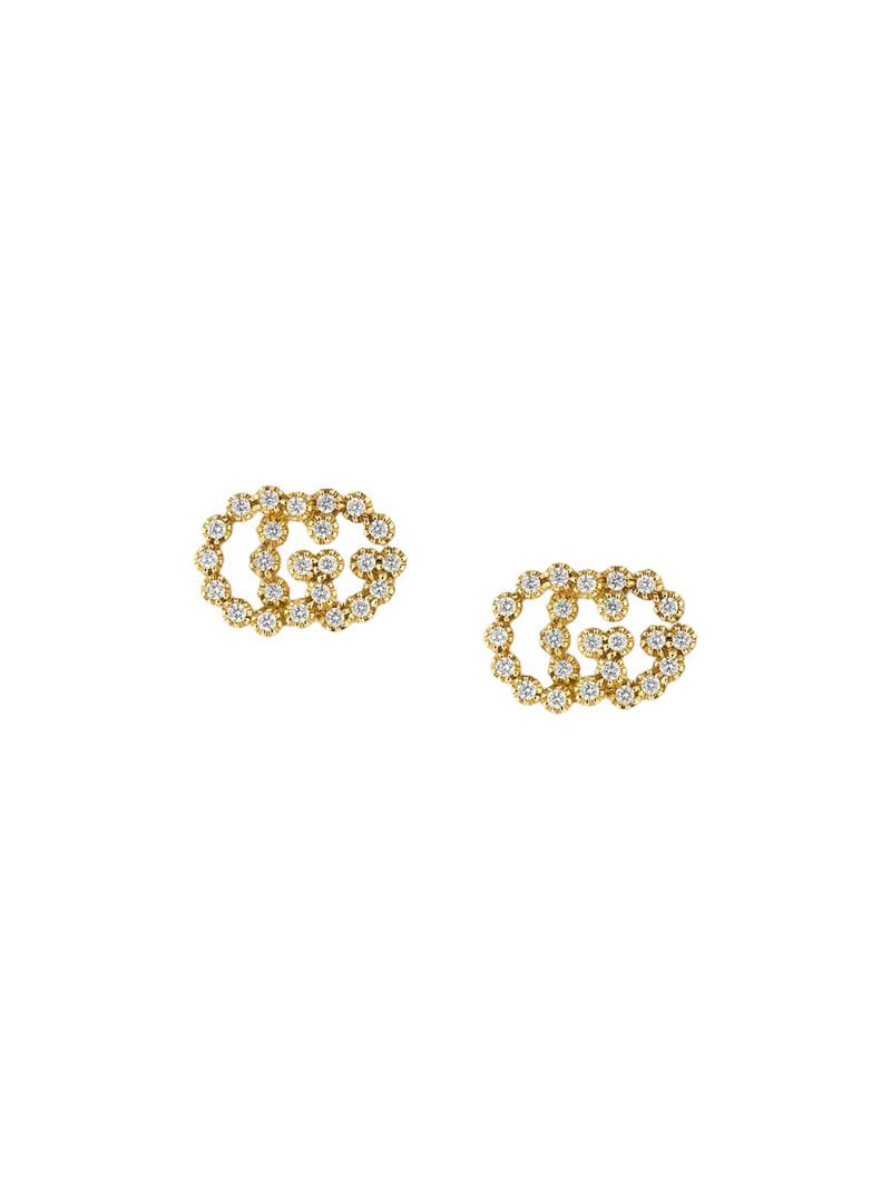 Gucci - GG Running stud earrings - women - 18kt Yellow Gold/Diamond - One Size - 8000