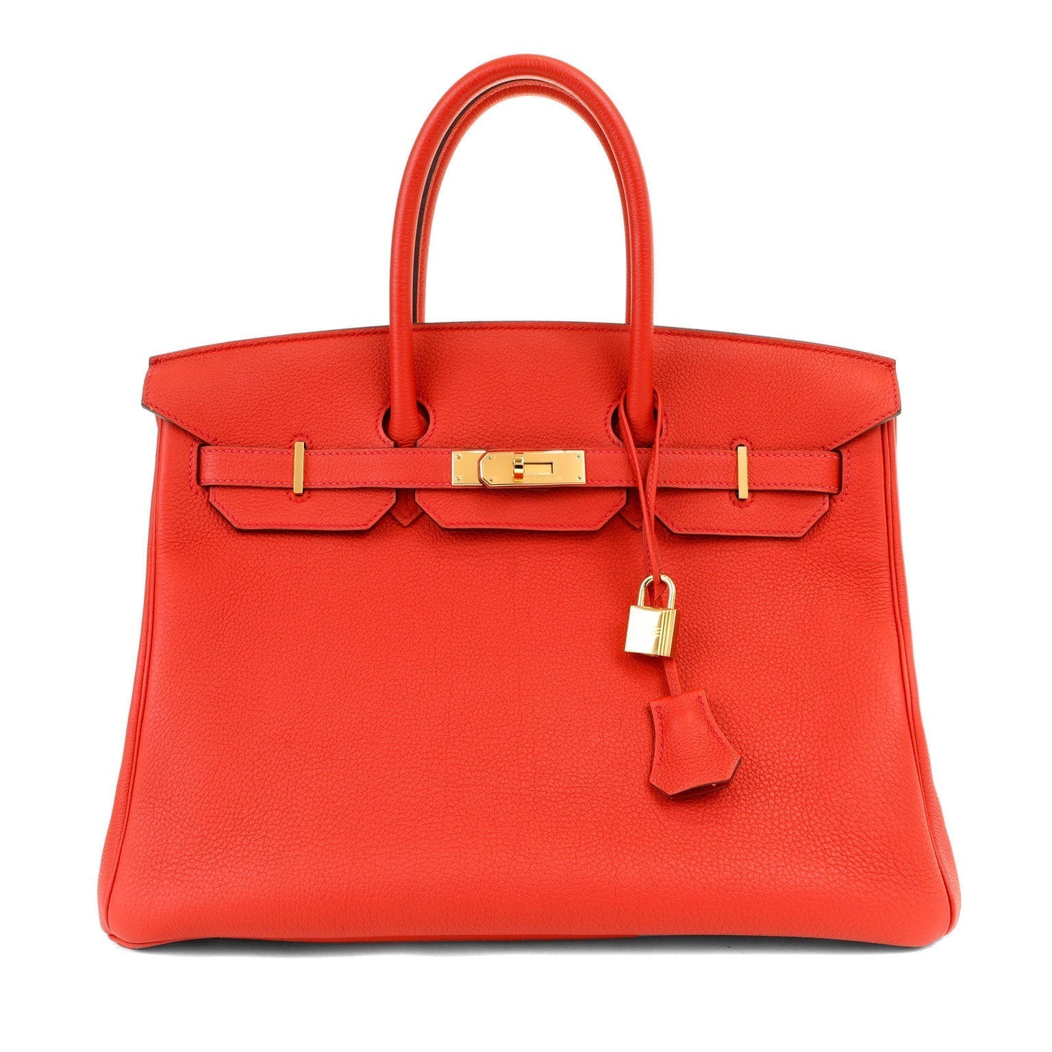 Hermes Vermillion Togo Birkin W Hardware Handbag Gold Travel Bag