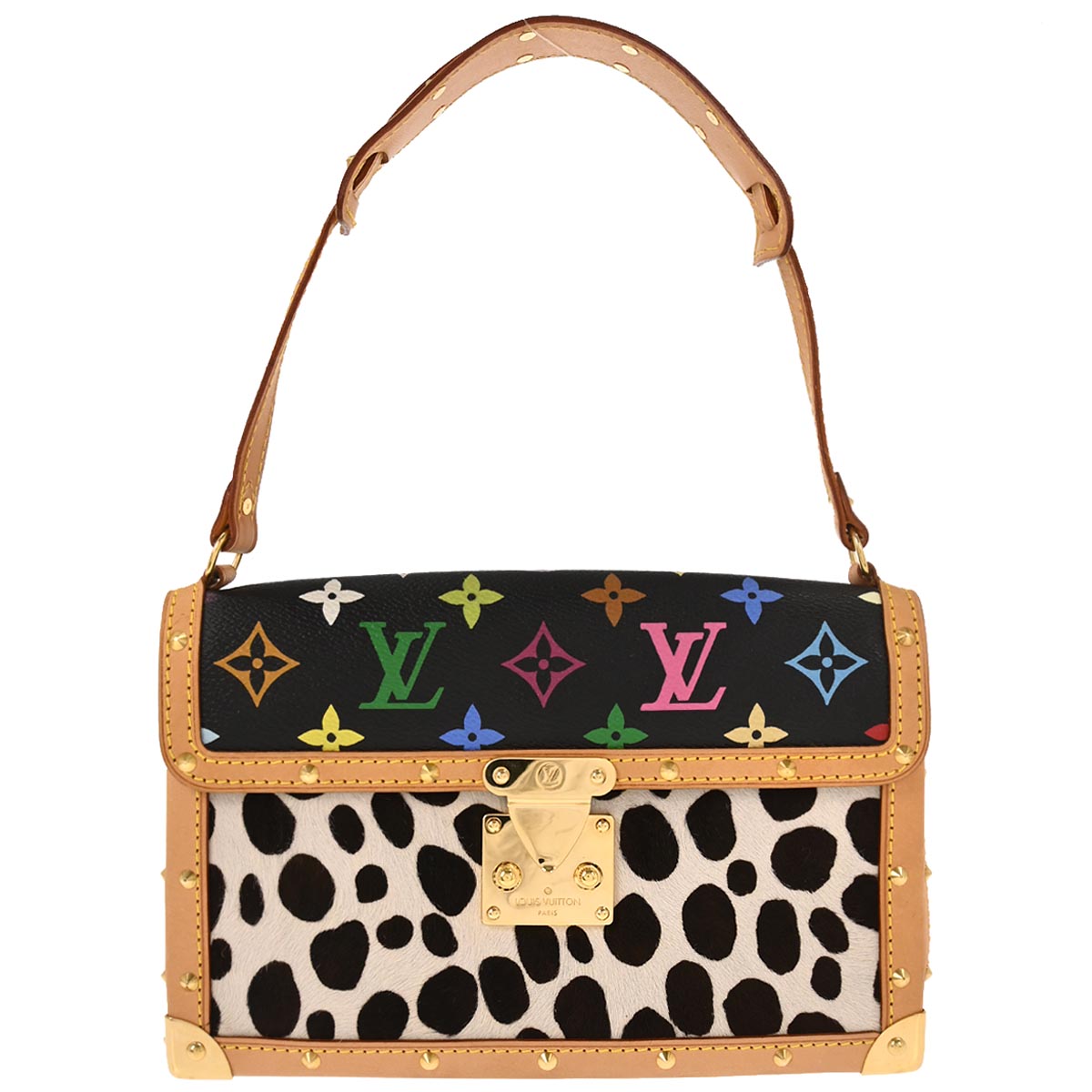 Louis Vuitton 2003 Black Monogram Multicolor Pochette Dalmatian Handbag M92826