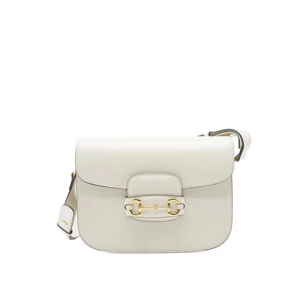 Gucci Gucci 1955 Horsebit Leather Shoulder Bag White