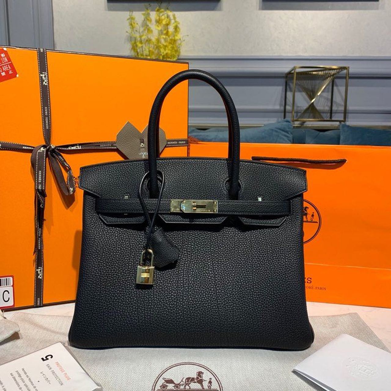 Top Quality Birkin Togo Bag For Women Black Travel Bag