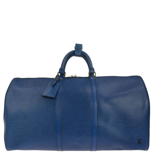 Louis Vuitton Blue Epi Keepall 55 Travel Handbag