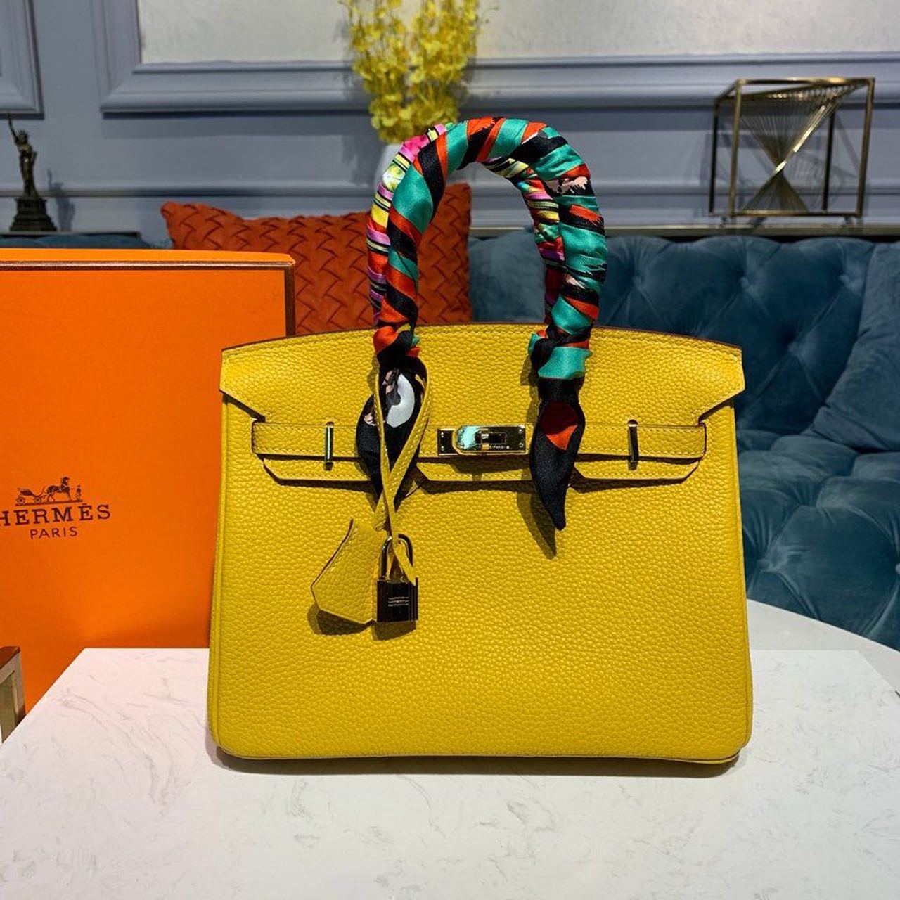Top Quality Birkin Yellow Semi Handstitched With Gold Travel Bag