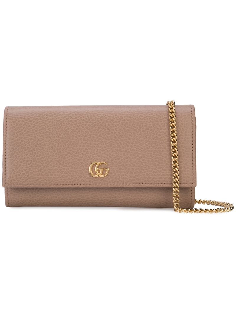 Gucci - Marmont continental chain wallet - women - Calf Leather - One Size - Brown