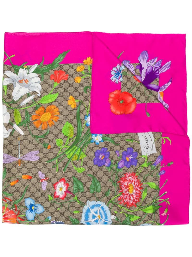 Gucci - floral print scarf - women - Silk - One Size - PINK