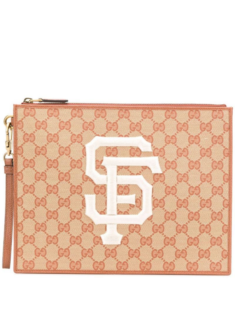Gucci - GG Supreme clutch bag - men - Leather/Canvas - One Size - Brown