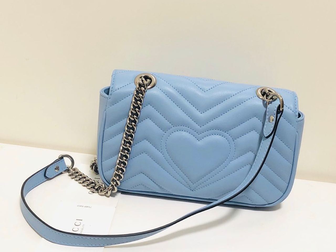 gg Marmont MatelassÃ© Sky MatelassÃ© Blue Mini Bag