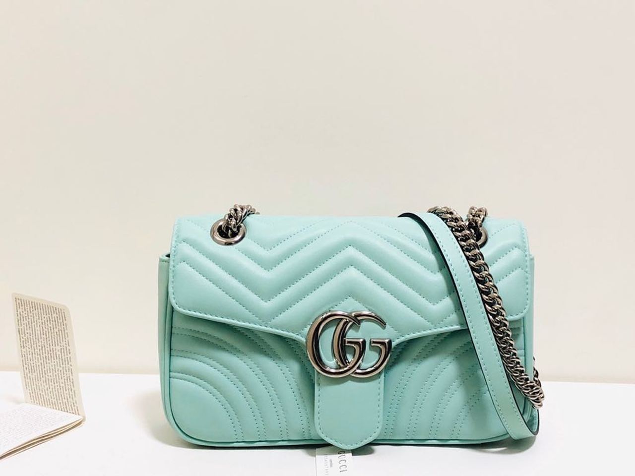gg Marmont MatelassÃ© Mint MatelassÃ© Green Small Shoulder Bag