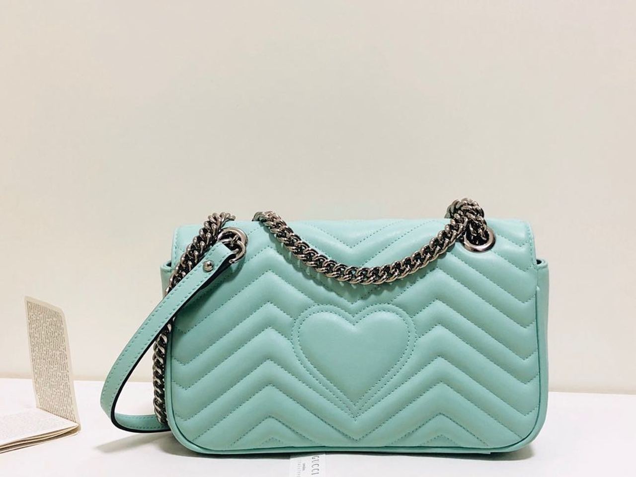 gg Marmont MatelassÃ© Mint MatelassÃ© Green Small Shoulder Bag