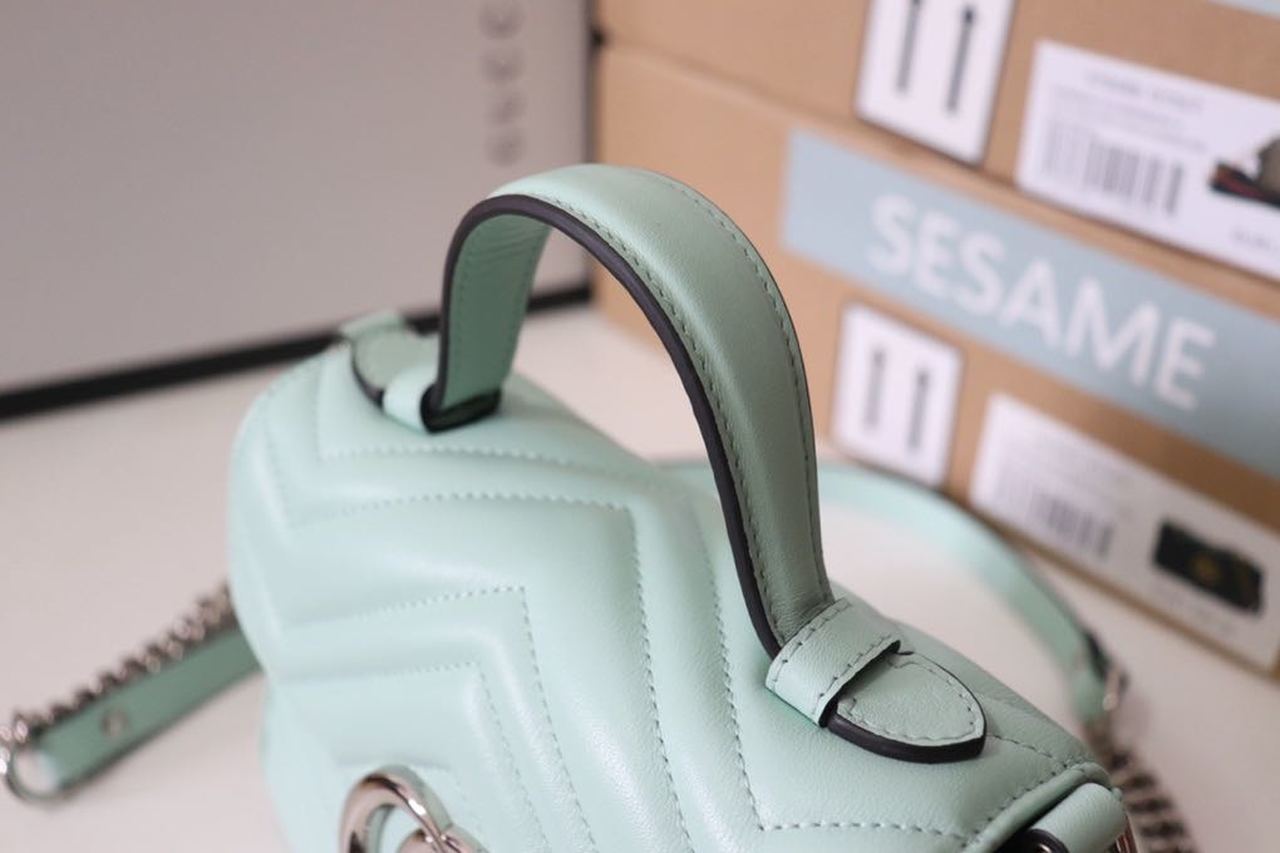 gg Marmont Mint 8.3in 21cm Green Mini Top Handle Mini Bag