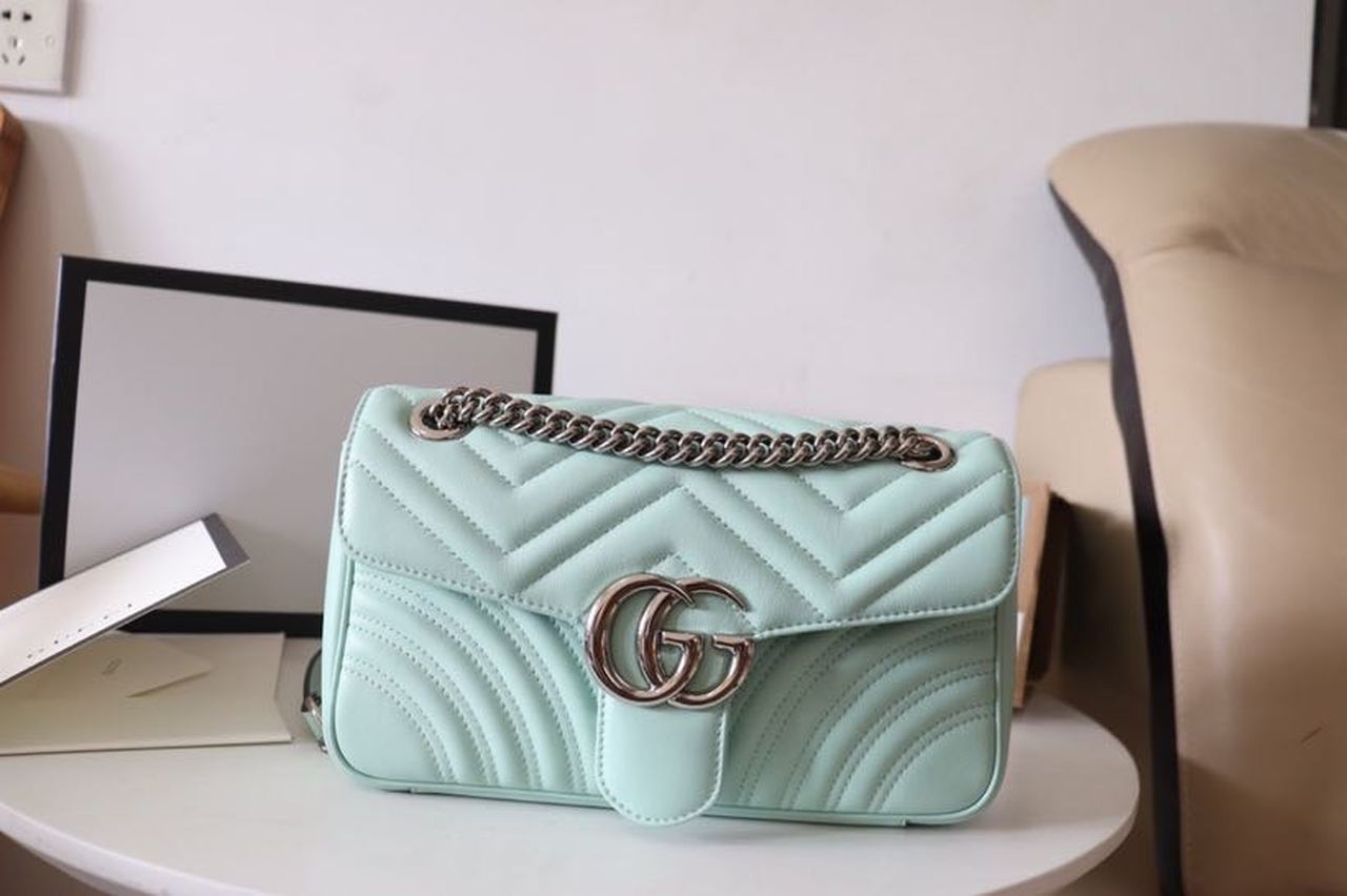 gg Marmont MatelassÃ© Mint 10in Green Small Shoulder Bag