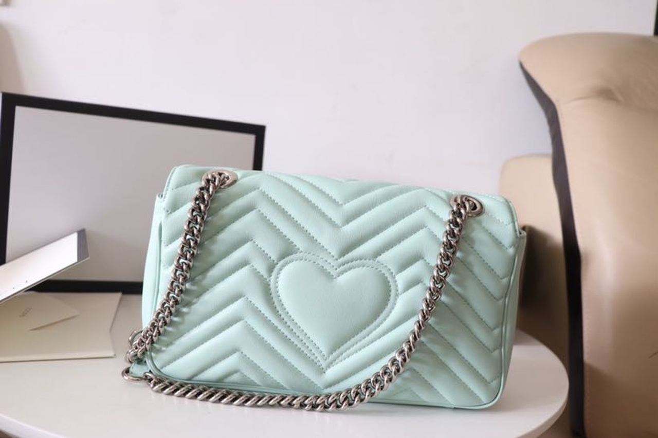 gg Marmont MatelassÃ© Mint 10in Green Small Shoulder Bag
