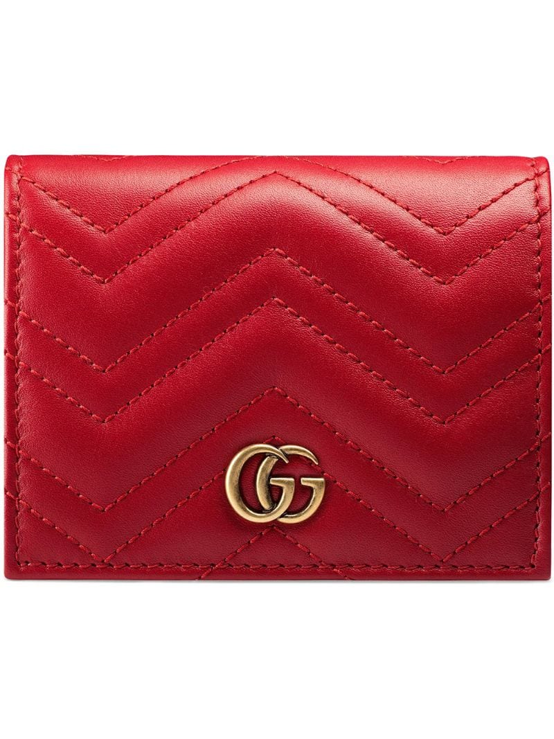 Gucci - GG Marmont card case - women - Leather - One Size - Red