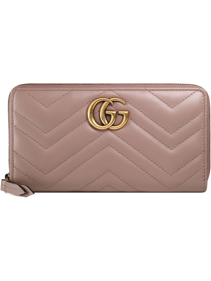 Gucci - GG Marmont zip around wallet - women - metal/Leather - One Size - PINK