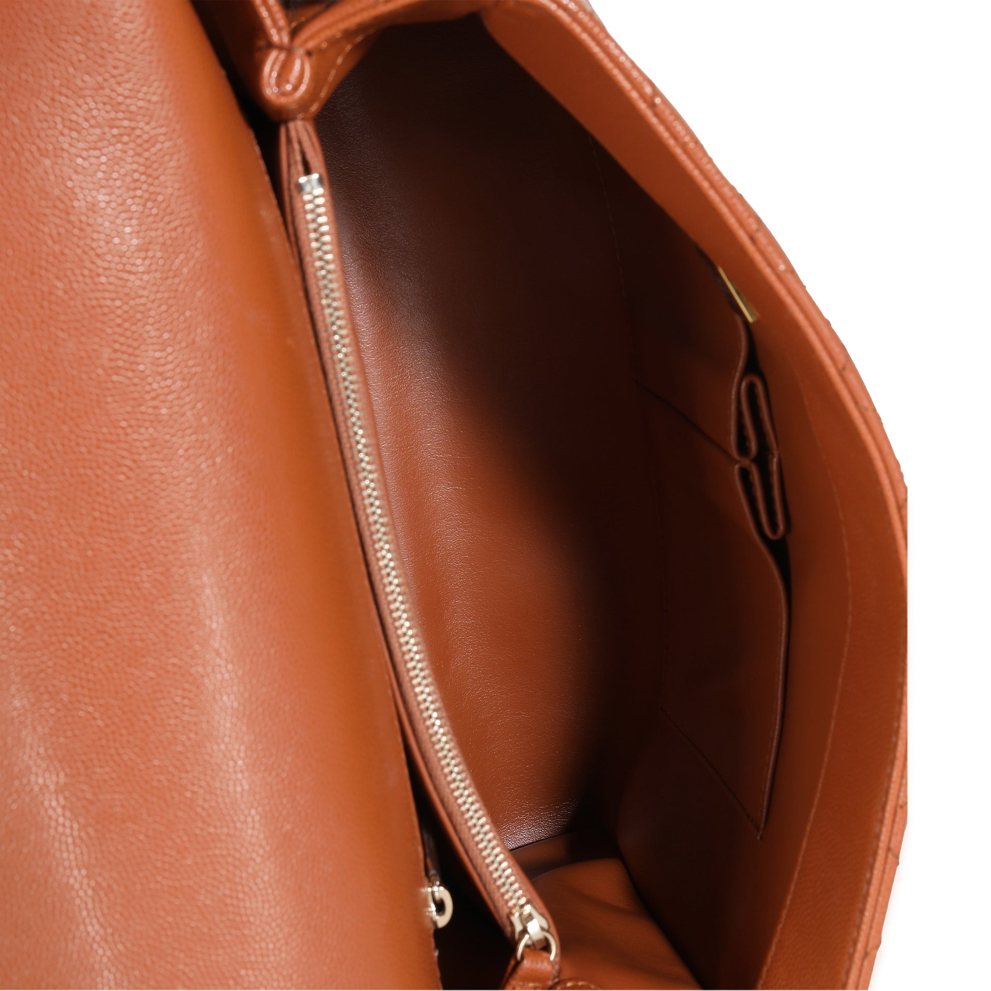 CHANEL Brown Quilted Caviar Large Coco Chain Handle Flap