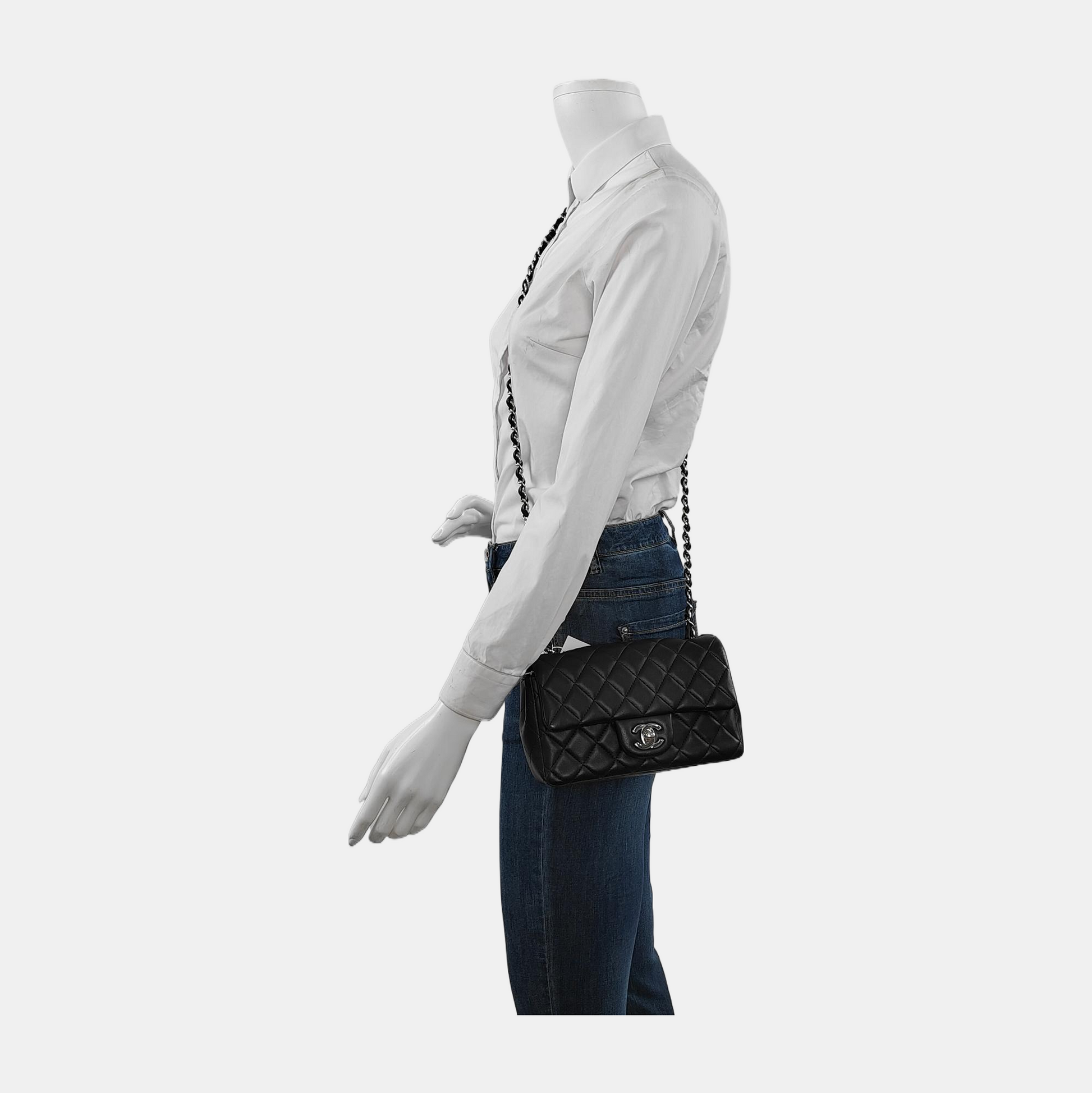 Chanel Classic Flap Rectangular Midnight Navy Lambskin Black Mini Bag