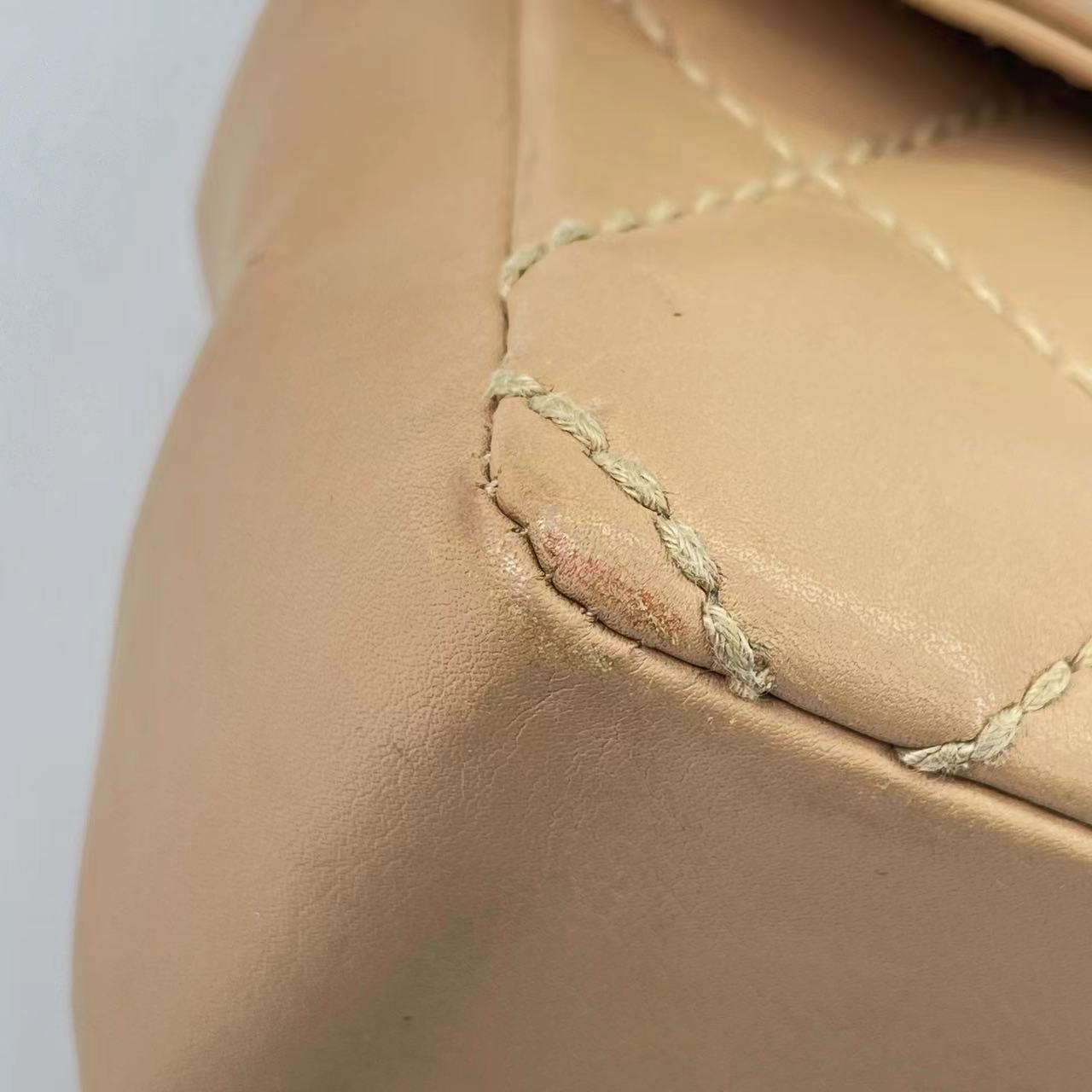 Chanel Wild Stitch Flap Stitching Detail Beige Leather Handbag