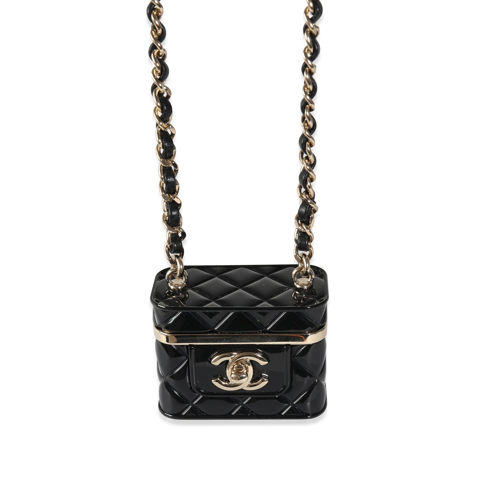 Chanel B  K Mini Vanity Case Pendant in Gold Toned Base Metal