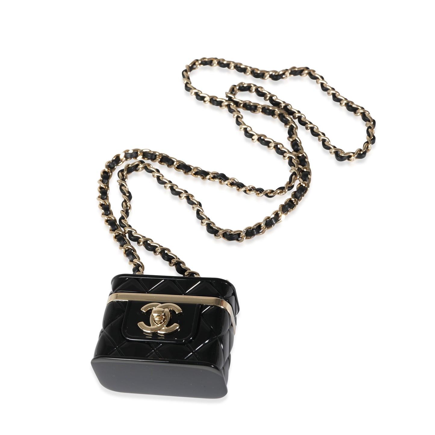 Chanel B  K Mini Vanity Case Pendant in Gold Toned Base Metal