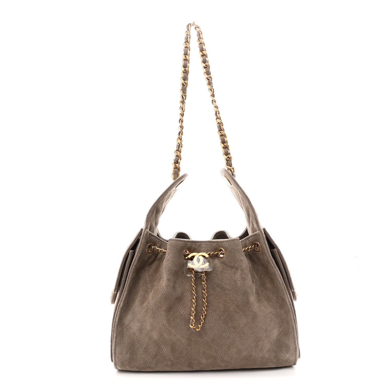 Chanel Suede Quilted Small 25 Handbag Dark Grey