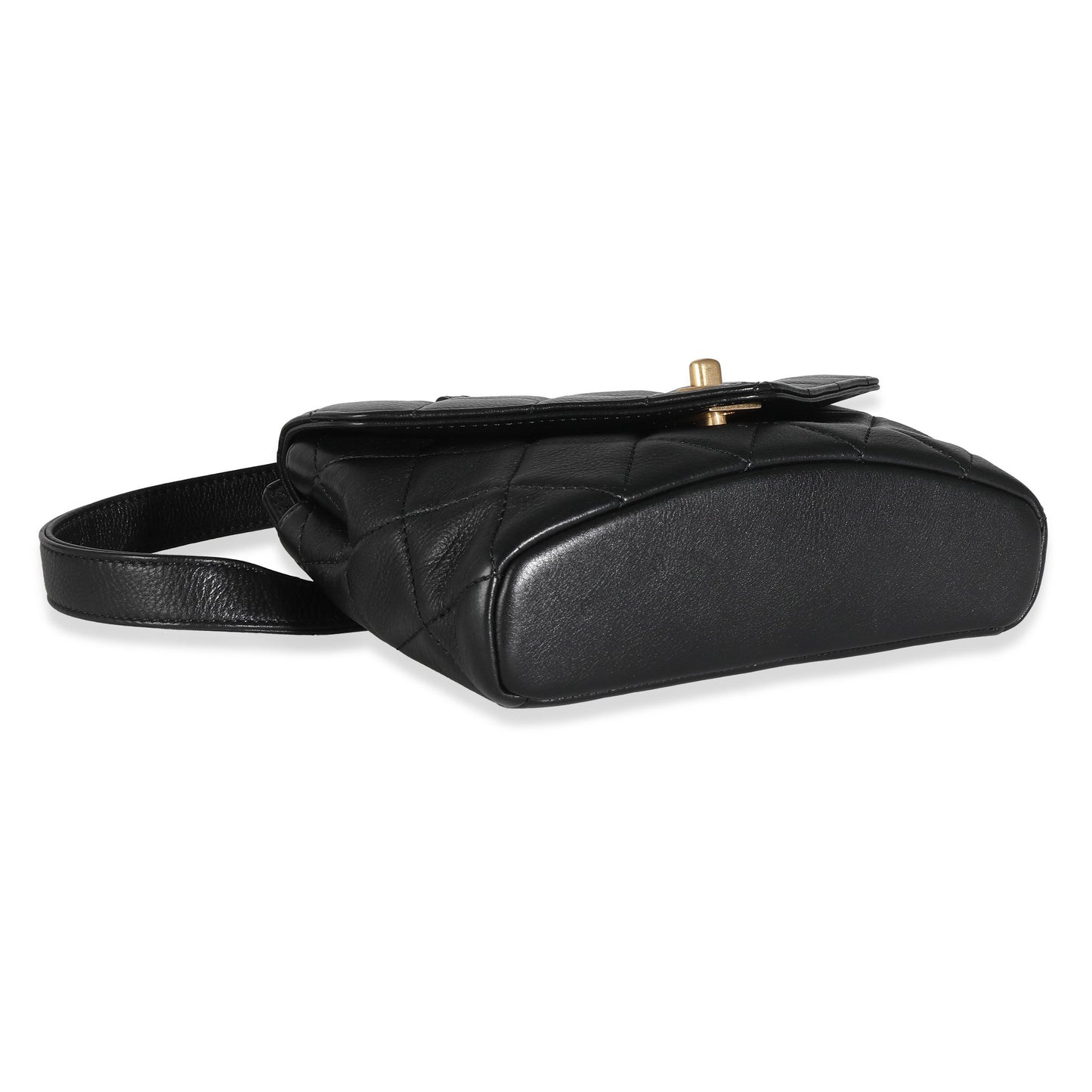 Chanel Black Quilted Calfskin Carry With Chic New Waist Bag