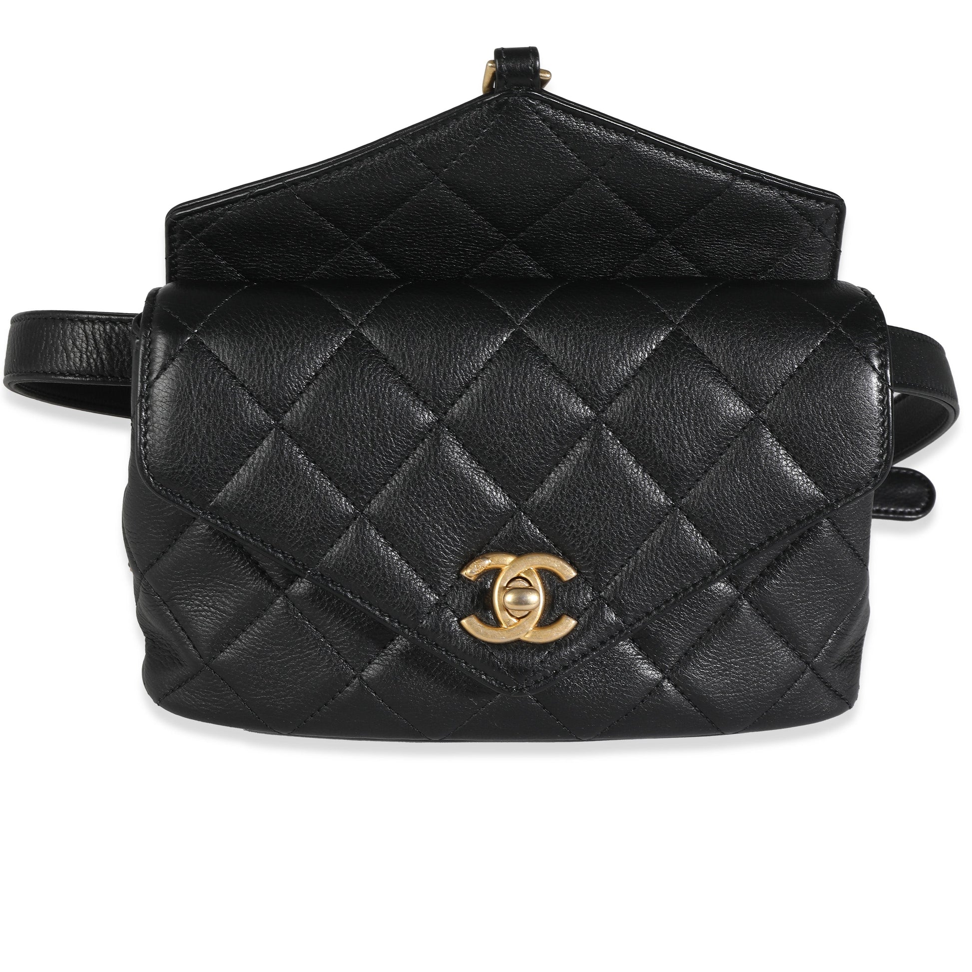 Chanel Black Quilted Calfskin Carry With Chic New Waist Bag
