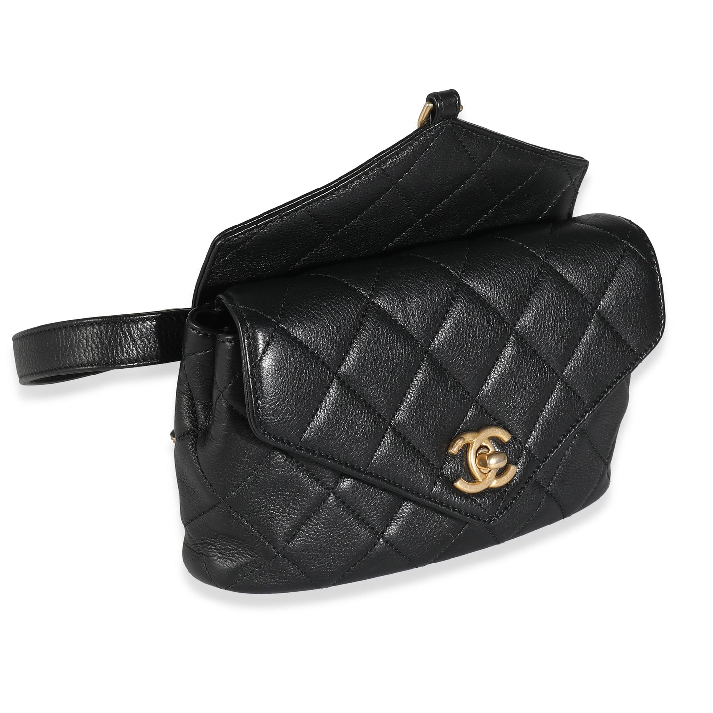 Chanel Black Quilted Calfskin Carry With Chic New Waist Bag