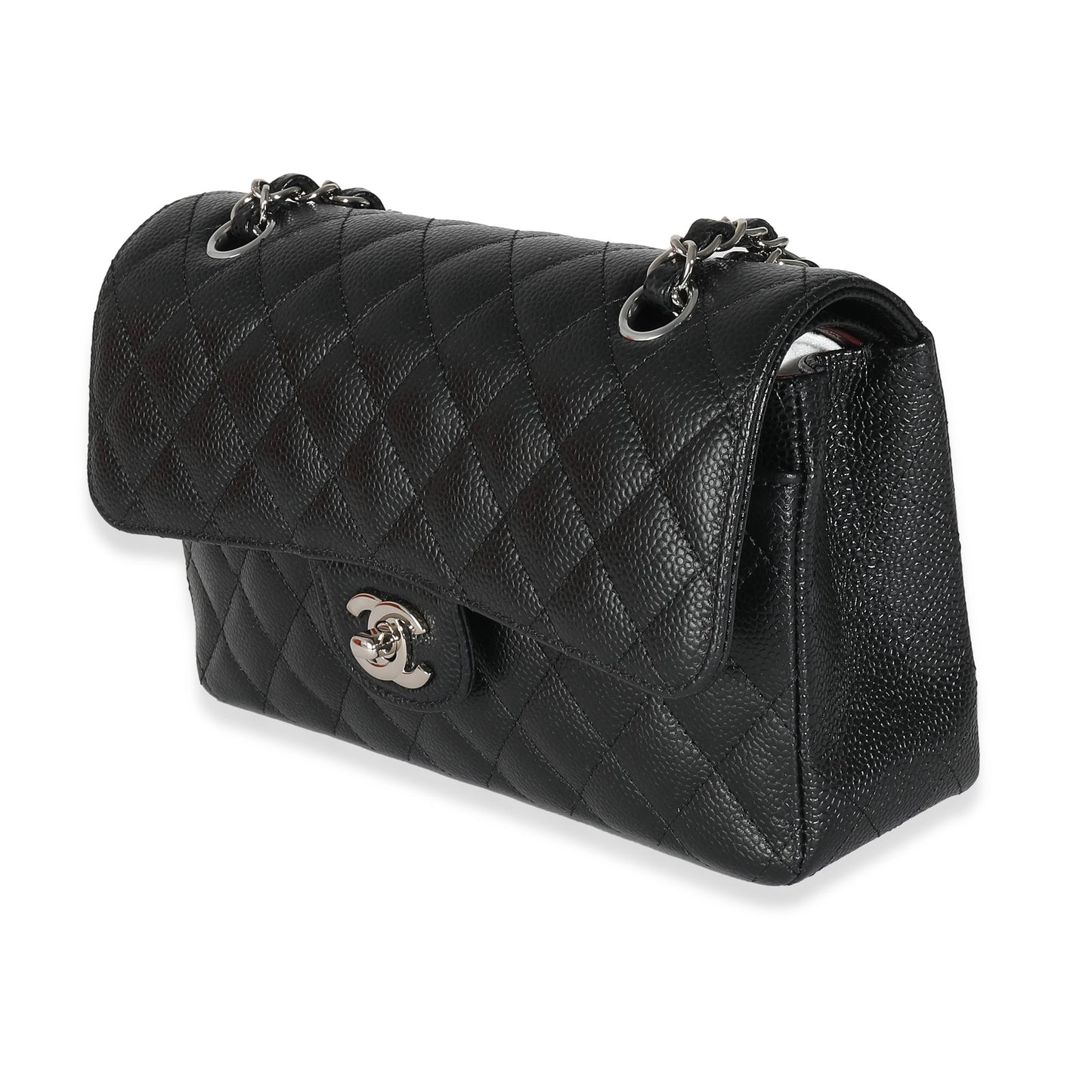 Chanel Black Quilted Caviar Small Classic Double New Bag
