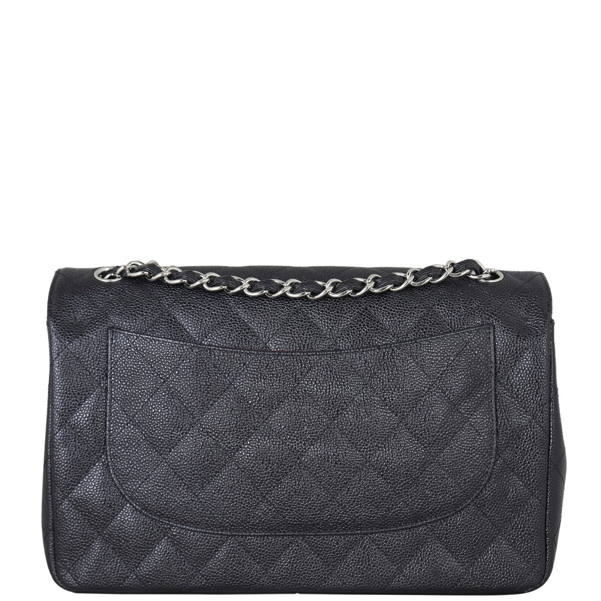 Chanel Classic Double Jumbo Caviar Diamond Handbag Black Flap
