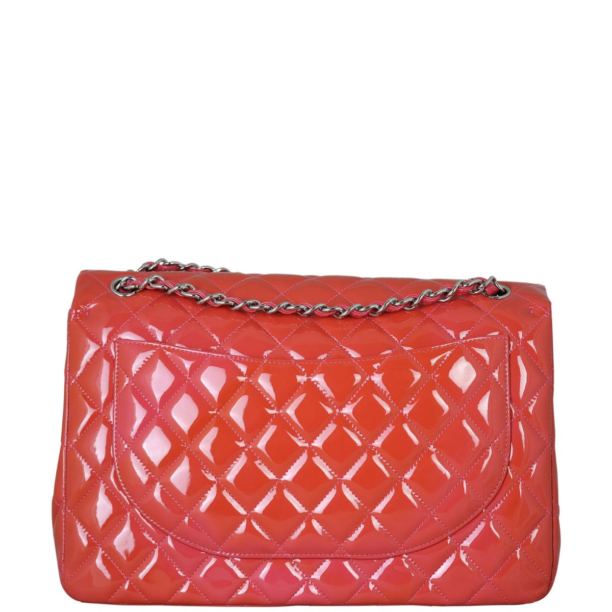 Chanel Classic Double Maxi Patent Handbag Pink Flap
