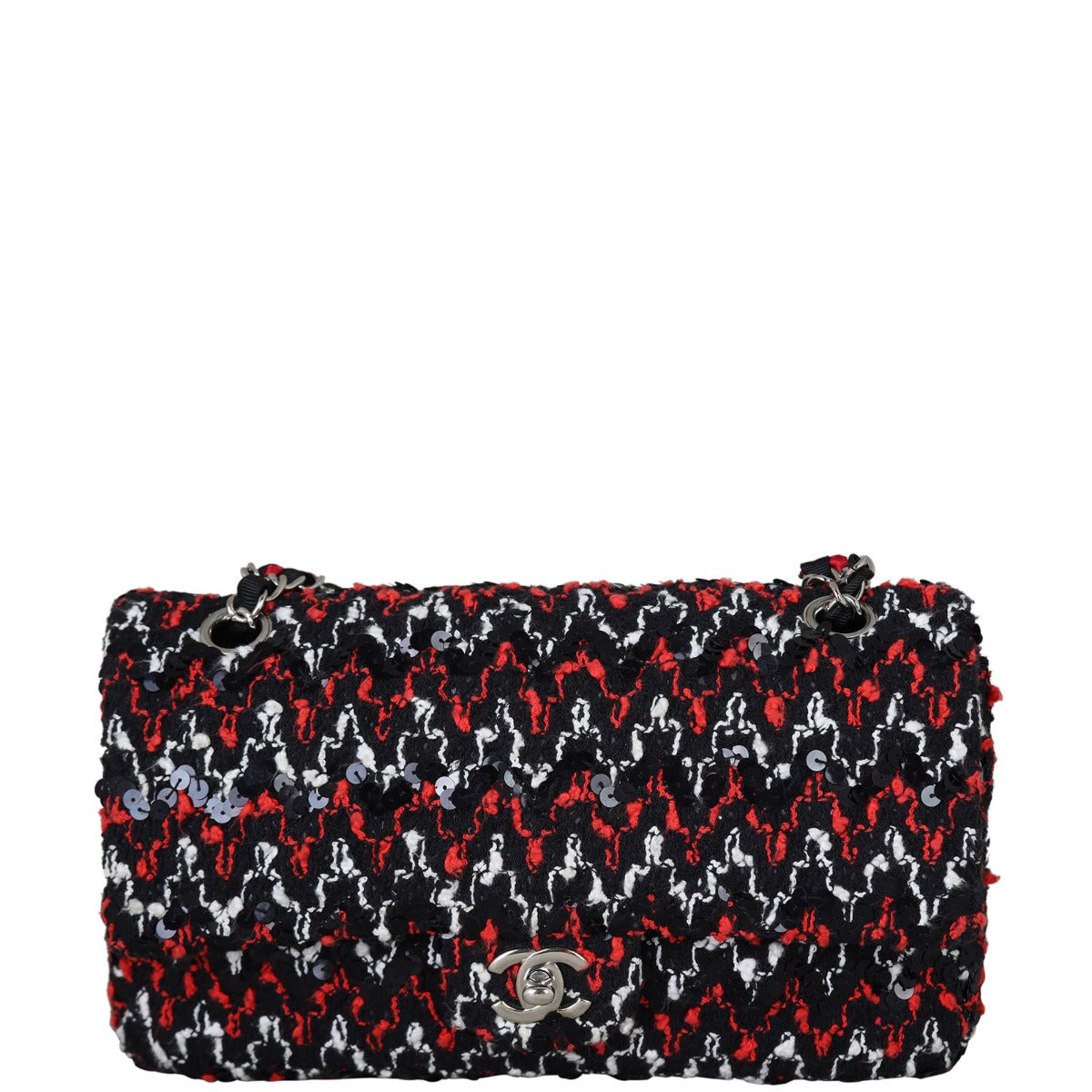 Chanel Classic Double Tweed Handbag Medium Flap Tweed Medium060323