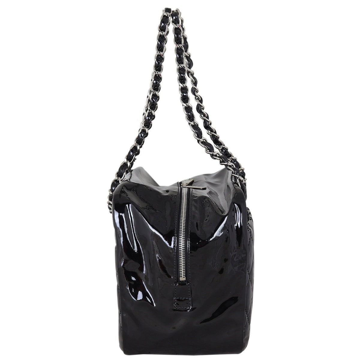 Chanel Brilliant Patent Camera Bag Hardware Silver Large Handbag
