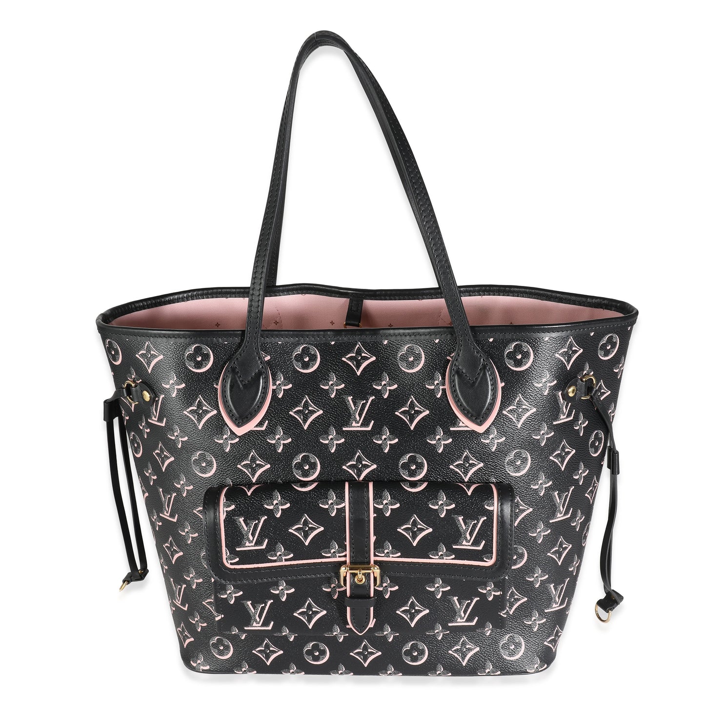 Louis Vuitton Fall You Neverfull MM Monogram Canvas Black Pink Tote Bag