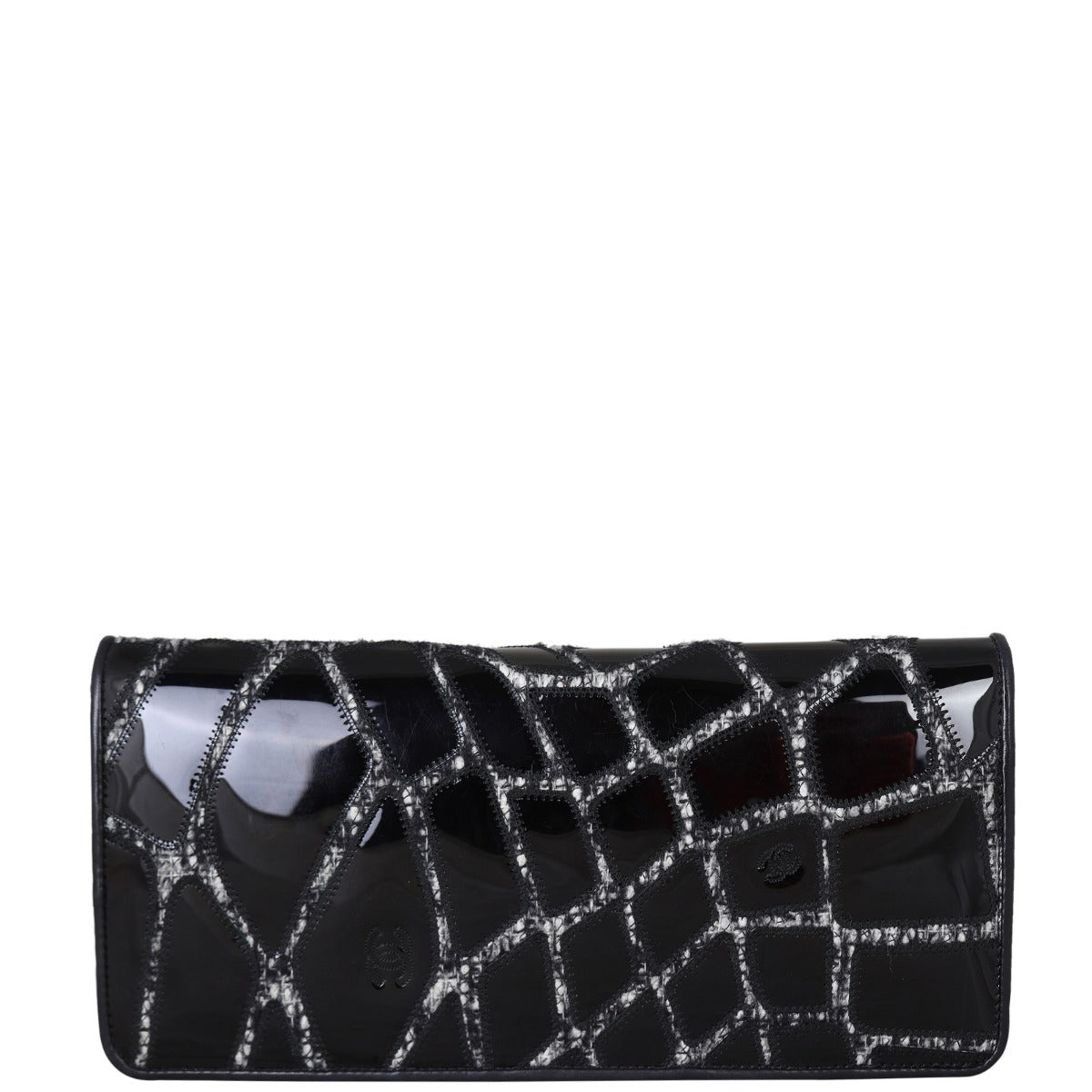 Chanel East West Scale Bag Patent Black Flap Handbag