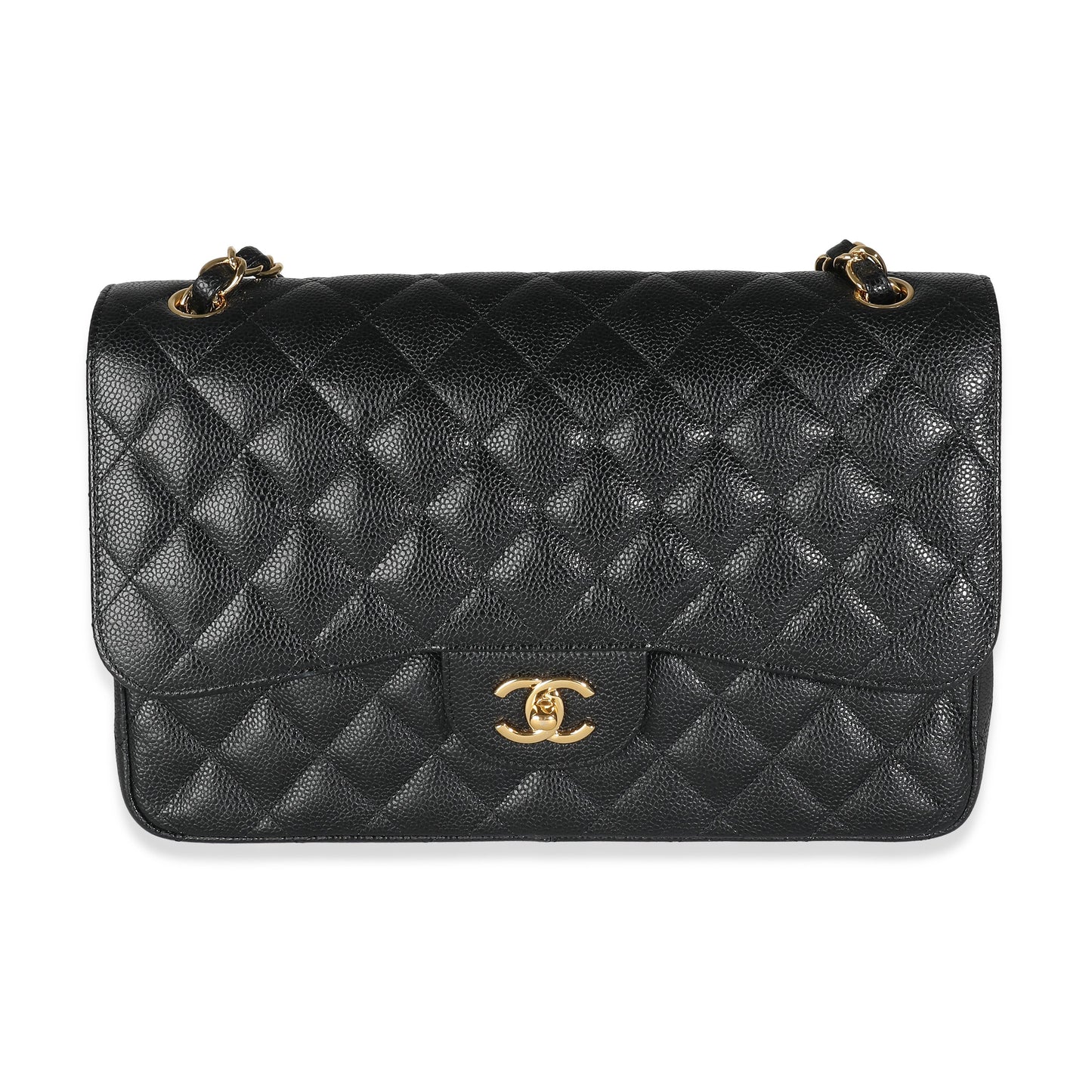Chanel Black Quilted Caviar Jumbo Classic Double New Bag
