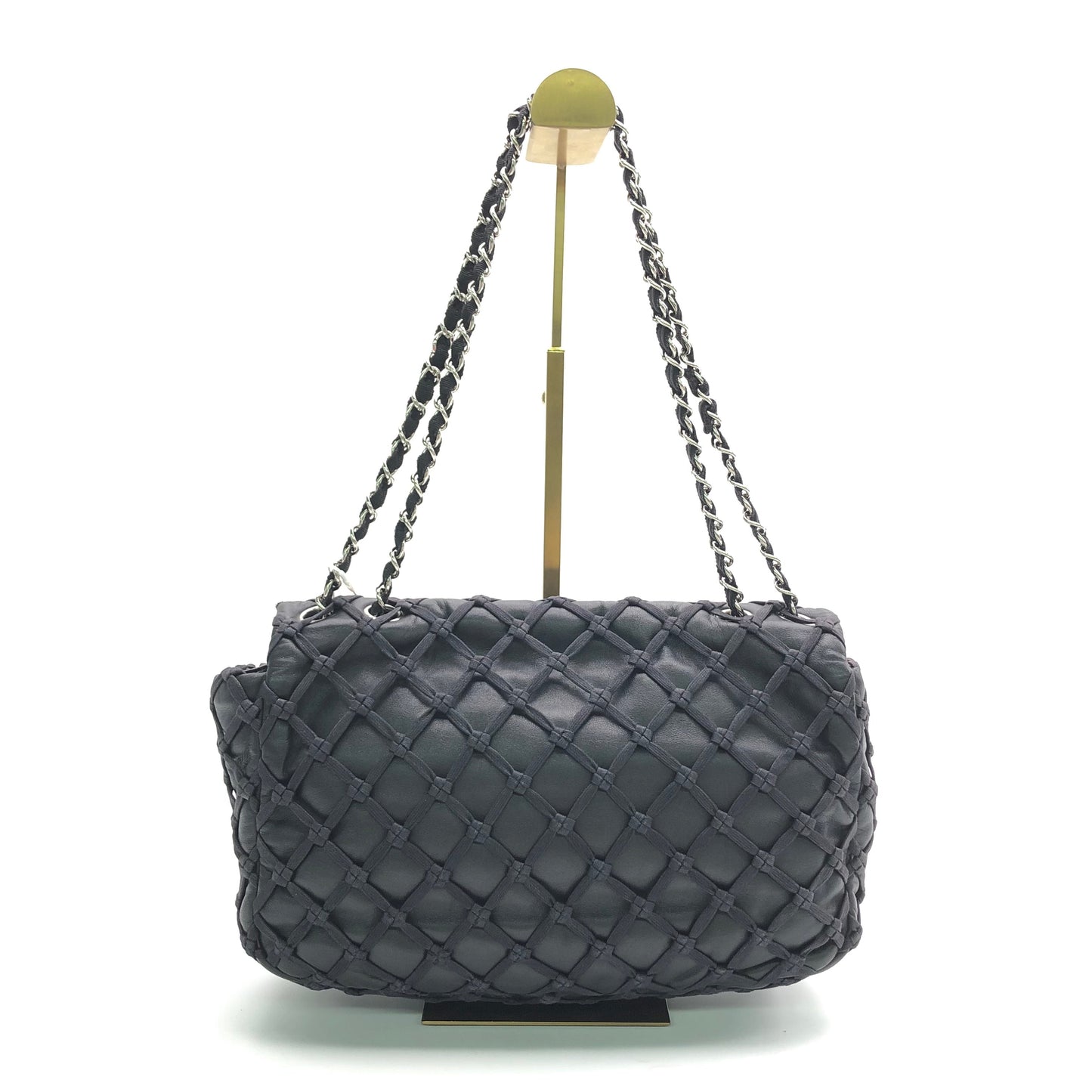 Chanel Lambskin Jumbo Canebiers Net Knots Flap Black Handbag